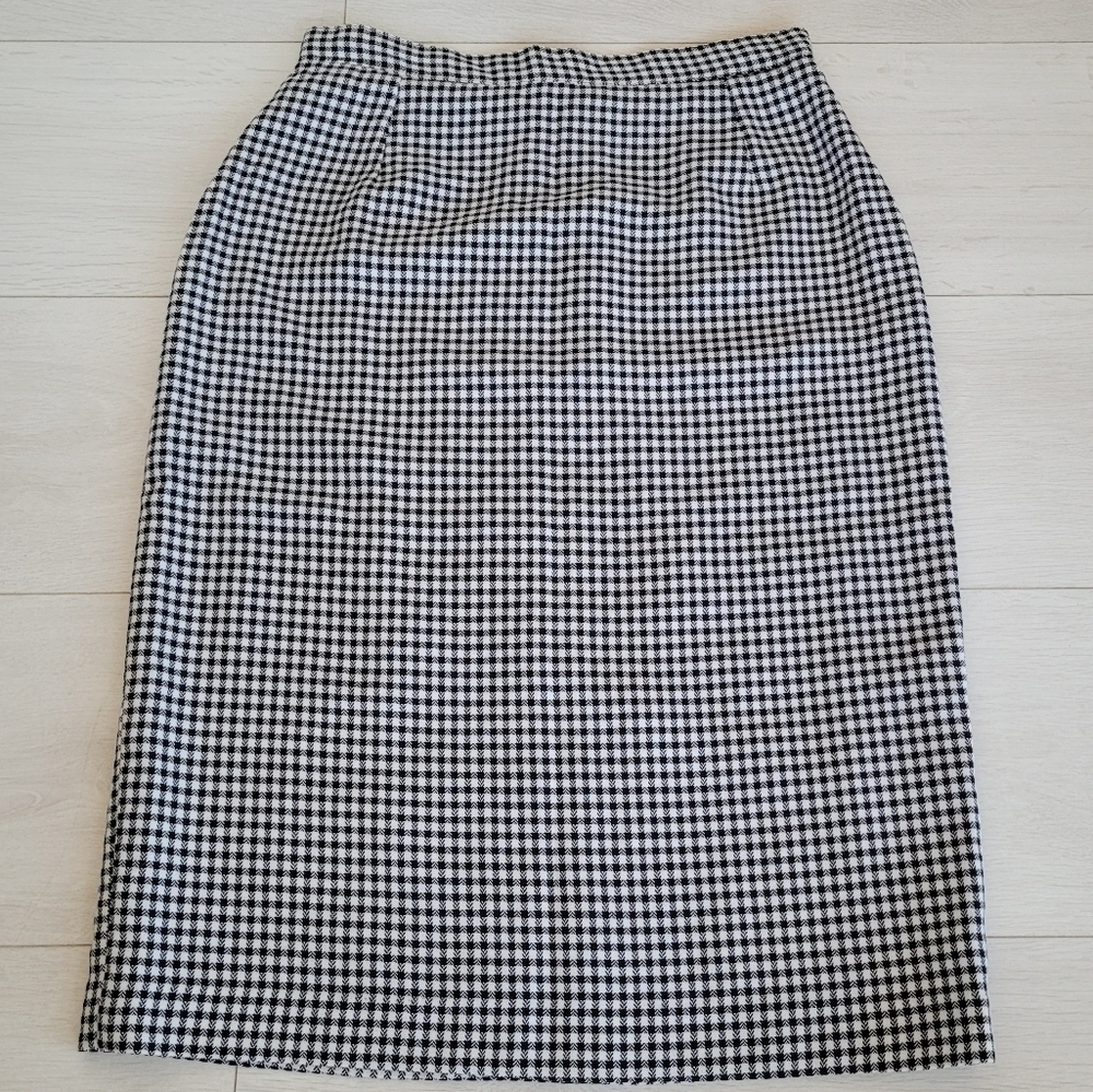 Vintage Gingham Checkered Lined Pencil Fendy Skirt Made in Canada